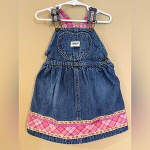 Nostalgic Oshkosh B’Gosh Denim Jumper Dress Accented with Pink Size 24 months